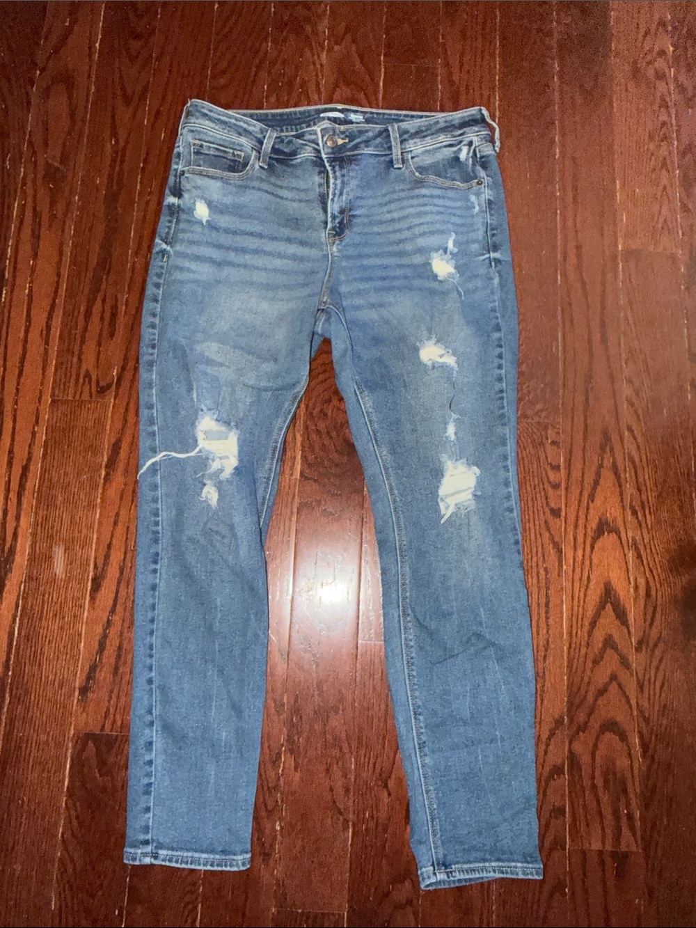 Old Navy Women's Distressed Skinny Jeans - Medium Blue